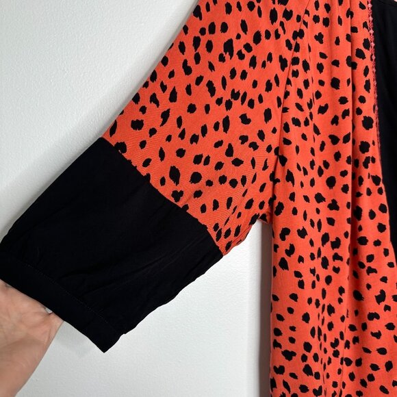 Avenue Tunic Top Size 14/16 Orange Black Animal Print Embroidered Fall - Picture 3 of 13